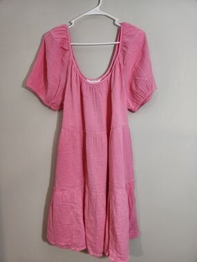 Lilly Pulitzer Zemini Cover Up Dress Pink Sleeve Cotton Gauze Lightweight Preppy
